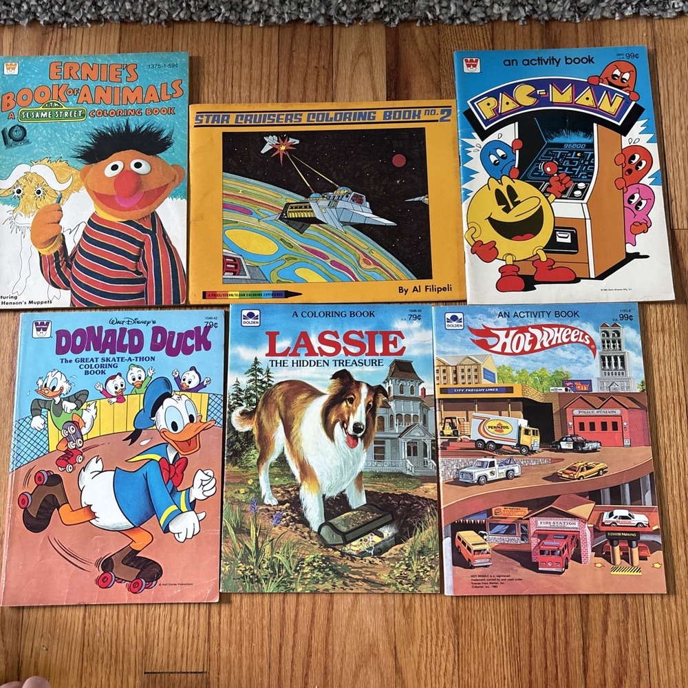 Vintage Coloring/activity Book Lot. Barely used Or Unused PAC Man‎ Hot Wheels
